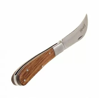 Нож прививочный, складной, нержавеющий. L=170мм (70мм изогнутое лезвие+100мм ручка)